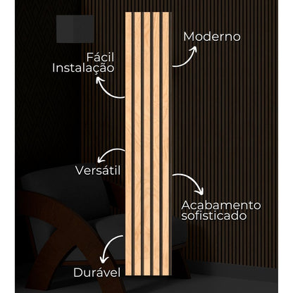 Kit com 10 Painéis Autoadesivos de Madeira Frisada