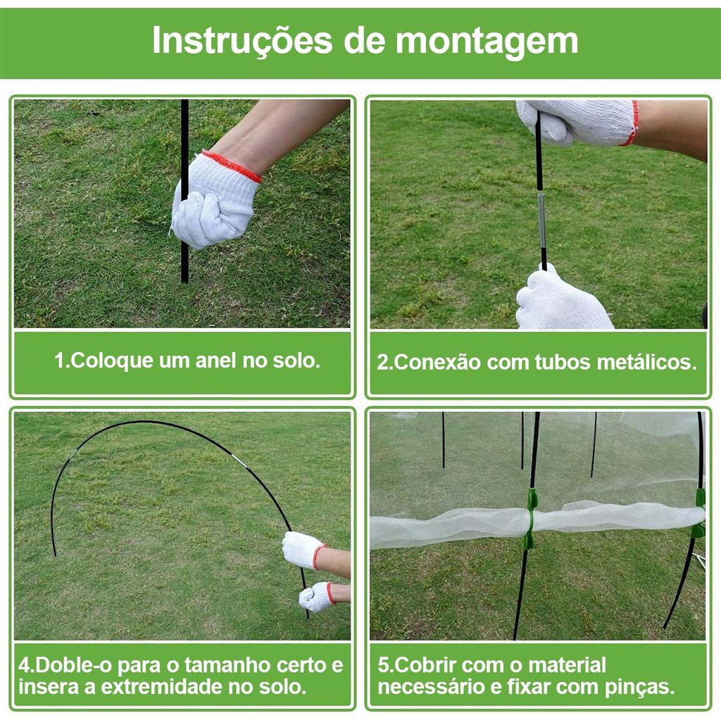 Arcos de Suporte para Estufa e Jardim com Revestimento Antiferrugem