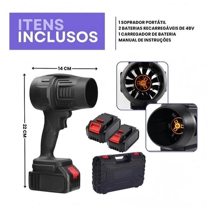 Soprador Turbina Portátil de Alta Potência 48V Recarregável