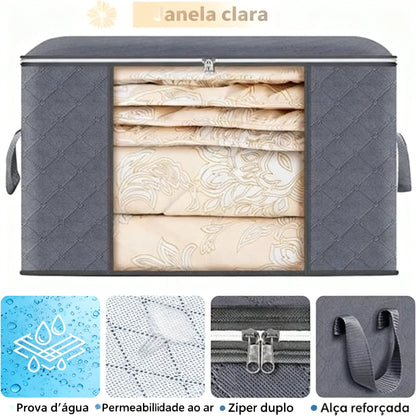 Conjunto com 3 Caixas Organizadoras 84L com Tampa Multifuncional