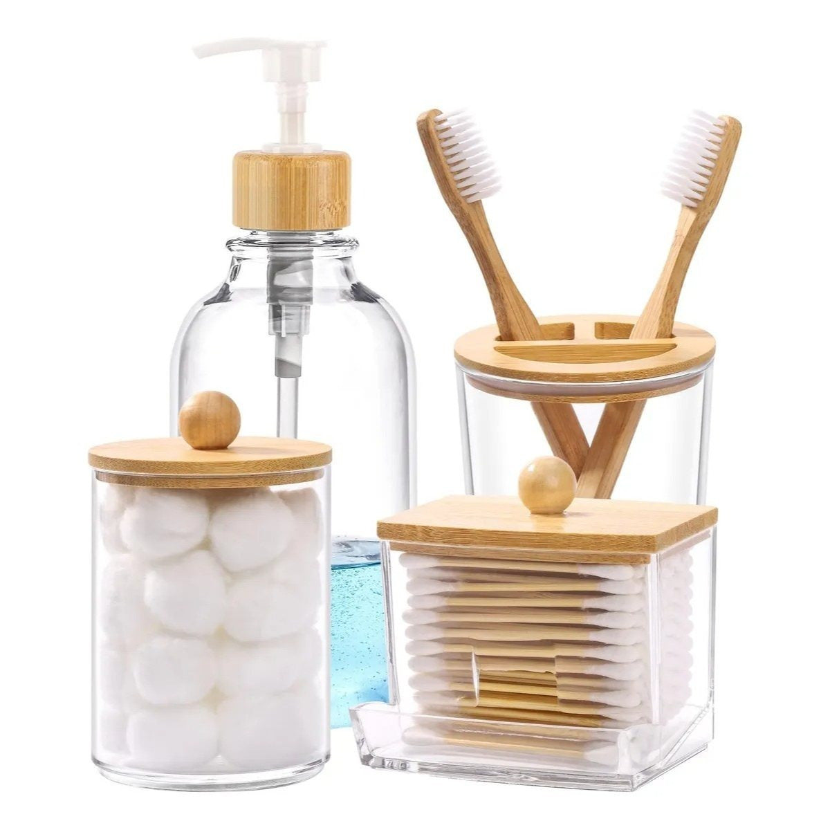 Kit de Acessórios para Banheiro em Bambu