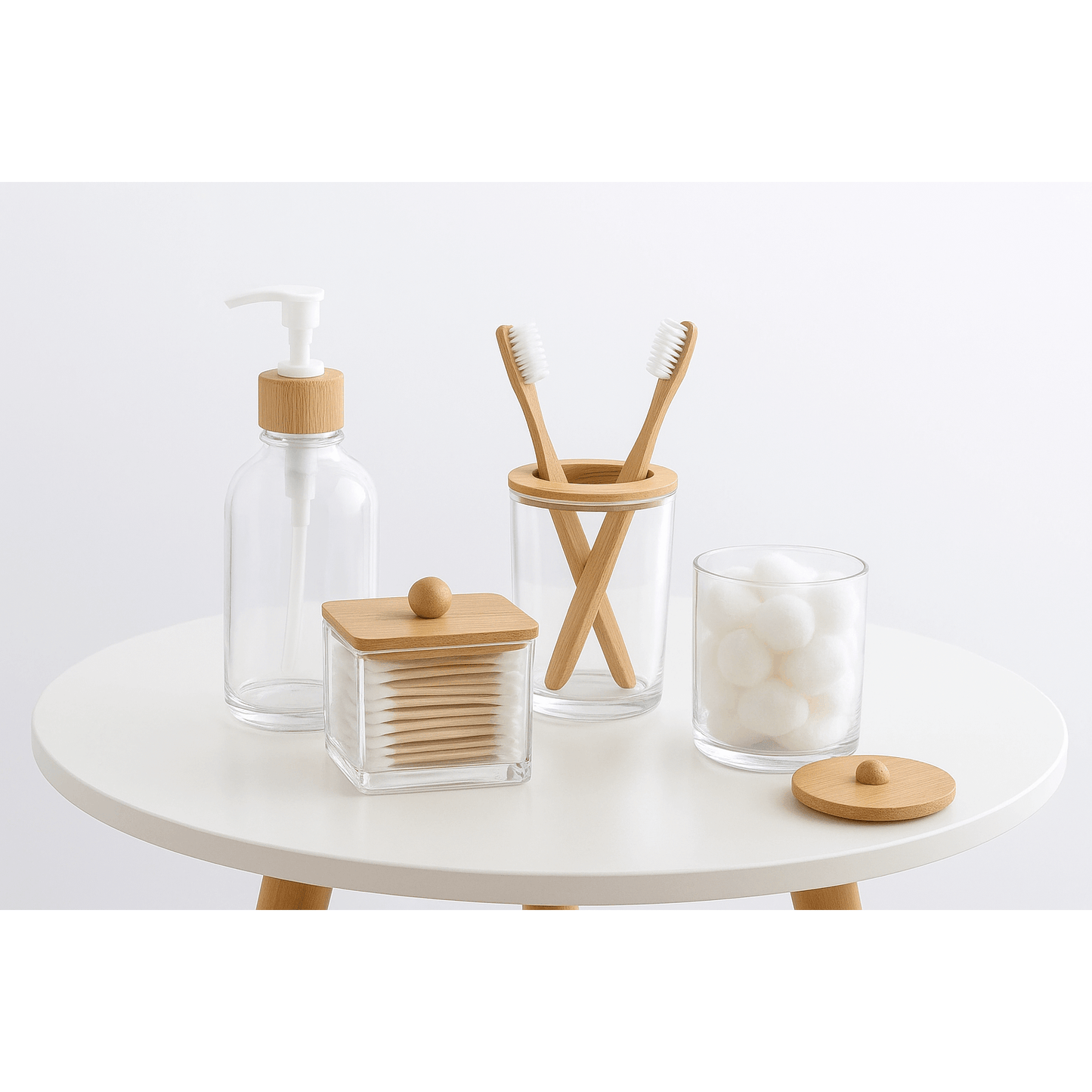 Kit de Acessórios para Banheiro em Bambu