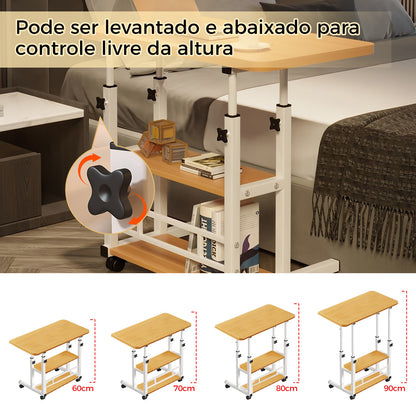 Mesa Multifuncional Ajustável com Rodas para Notebook