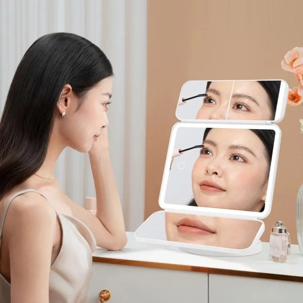 Espelho LED Portátil com Sensor de Toque para Maquiagem