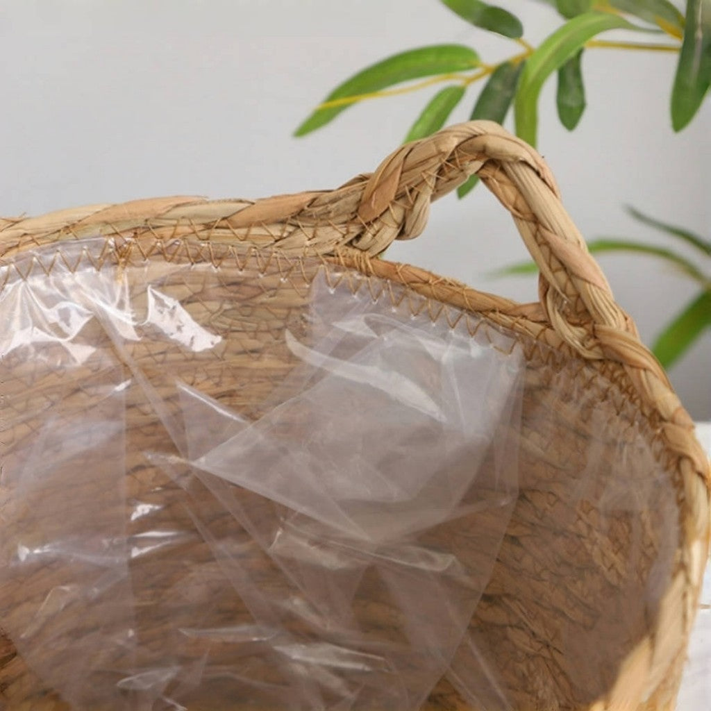 Cesto Cachepot de Fibra Natural com Revestimento Interno