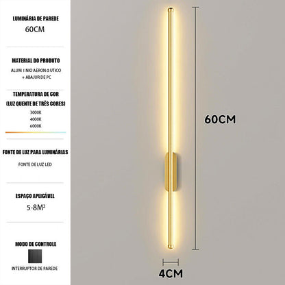 Luminária de Parede Linear LED com 3 Tons de Luz