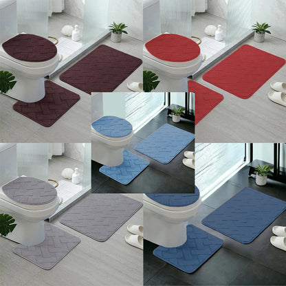 Kit de Tapetes para Banheiro 3 Peças Antiderrapantes com Drenagem Quadrada