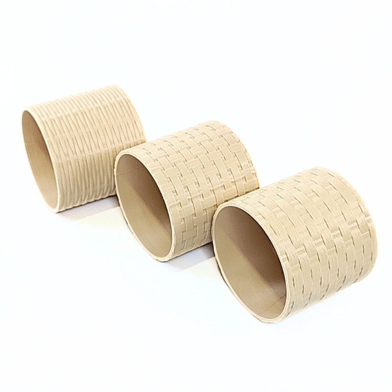 Trio de Cachepots Decorativos Bege com Base em Cobre