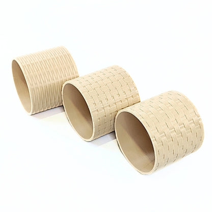 Trio de Cachepots Decorativos Bege com Base em Cobre