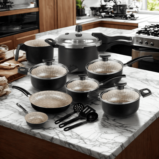 Jogo de Panelas Premium Elegance Black Glacial Antiaderente