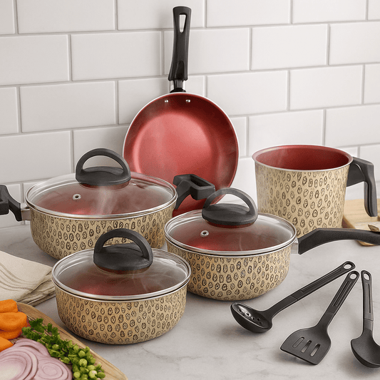 Jogo de Panelas Antiaderentes com Tampa de Vidro