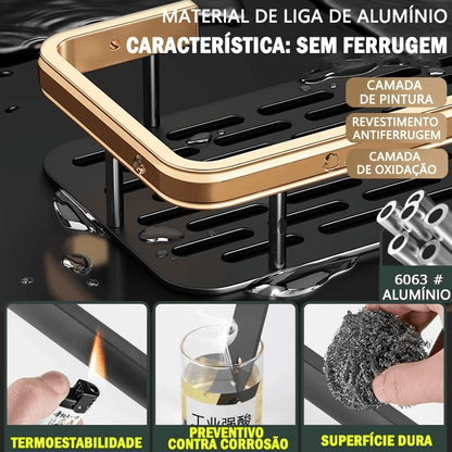 Kit com 2 Prateleiras Douradas para Banheiro sem Furação