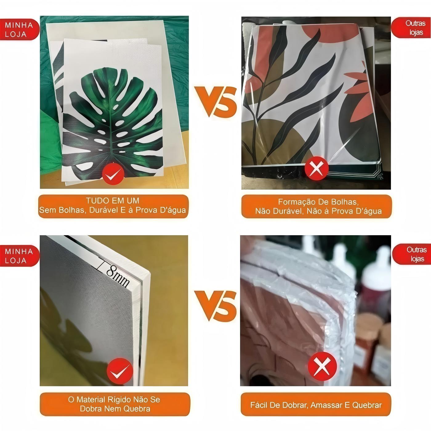 Tríptico Decorativo de Paisagem Retrô