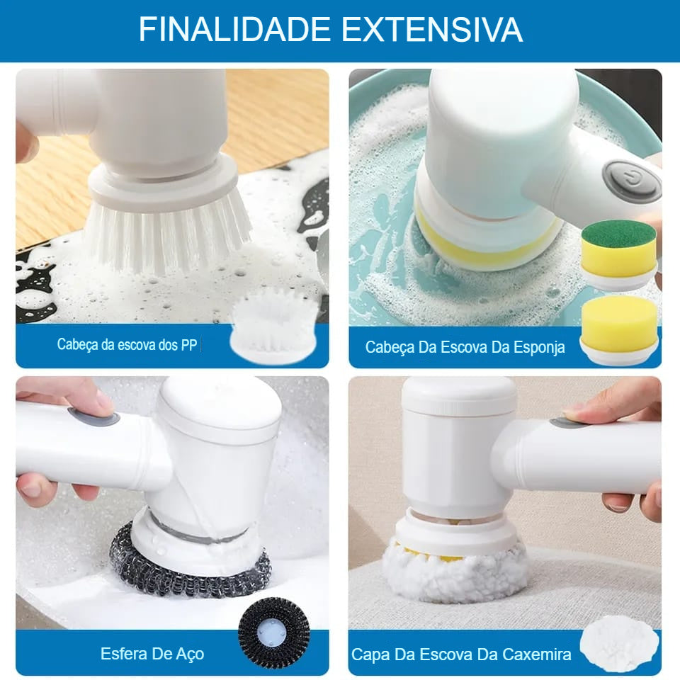 Escova Elétrica Multiuso sem Fio para Limpeza Doméstica