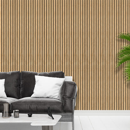 Kit com 10 Painéis Autoadesivos de Madeira Frisada