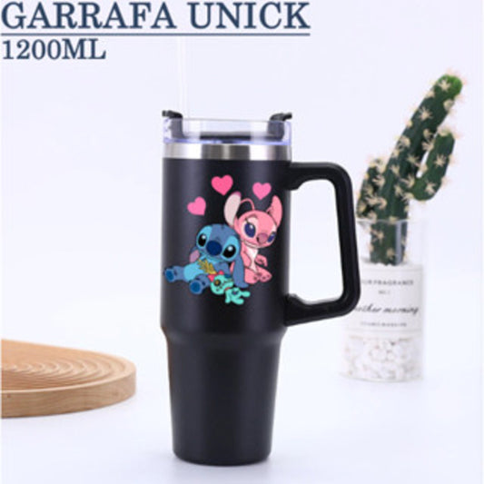 Copo Térmico Infantil Stitch em Inox com Canudo