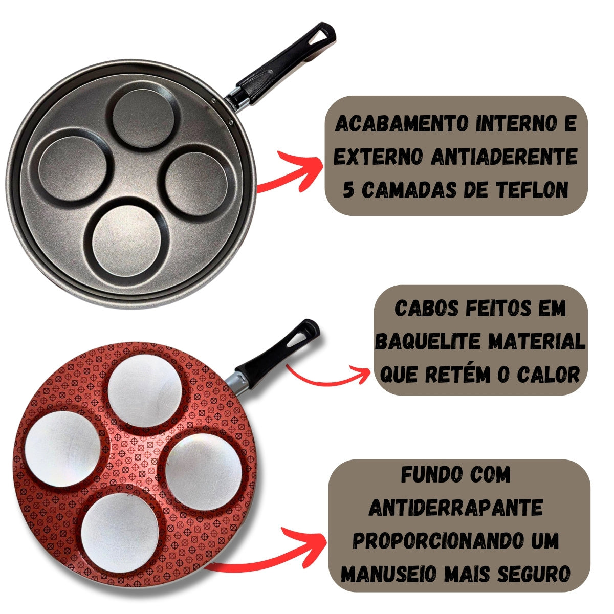 Frigideira para Ovos Antiaderente Rotoprint com 4 Cavidades