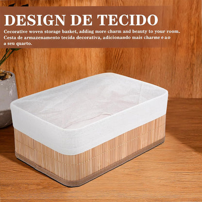 Conjunto com 3 Cestos Organizadores de Bambu com Forro