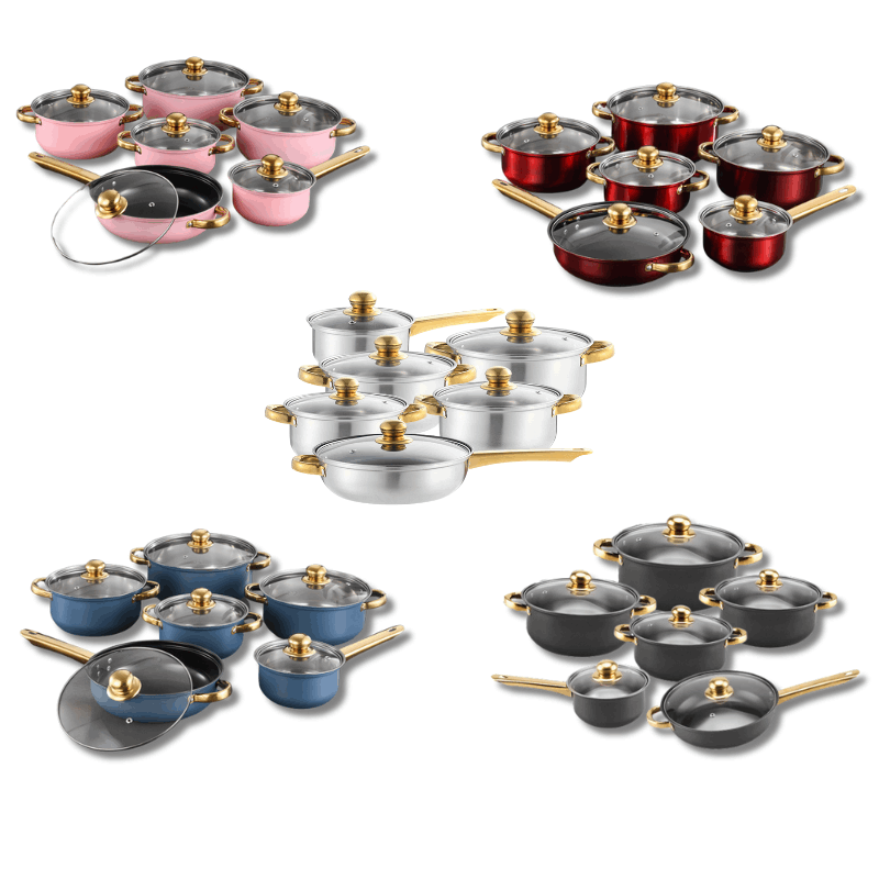 Jogo de Panelas Antiaderentes em Inox com Utensílios