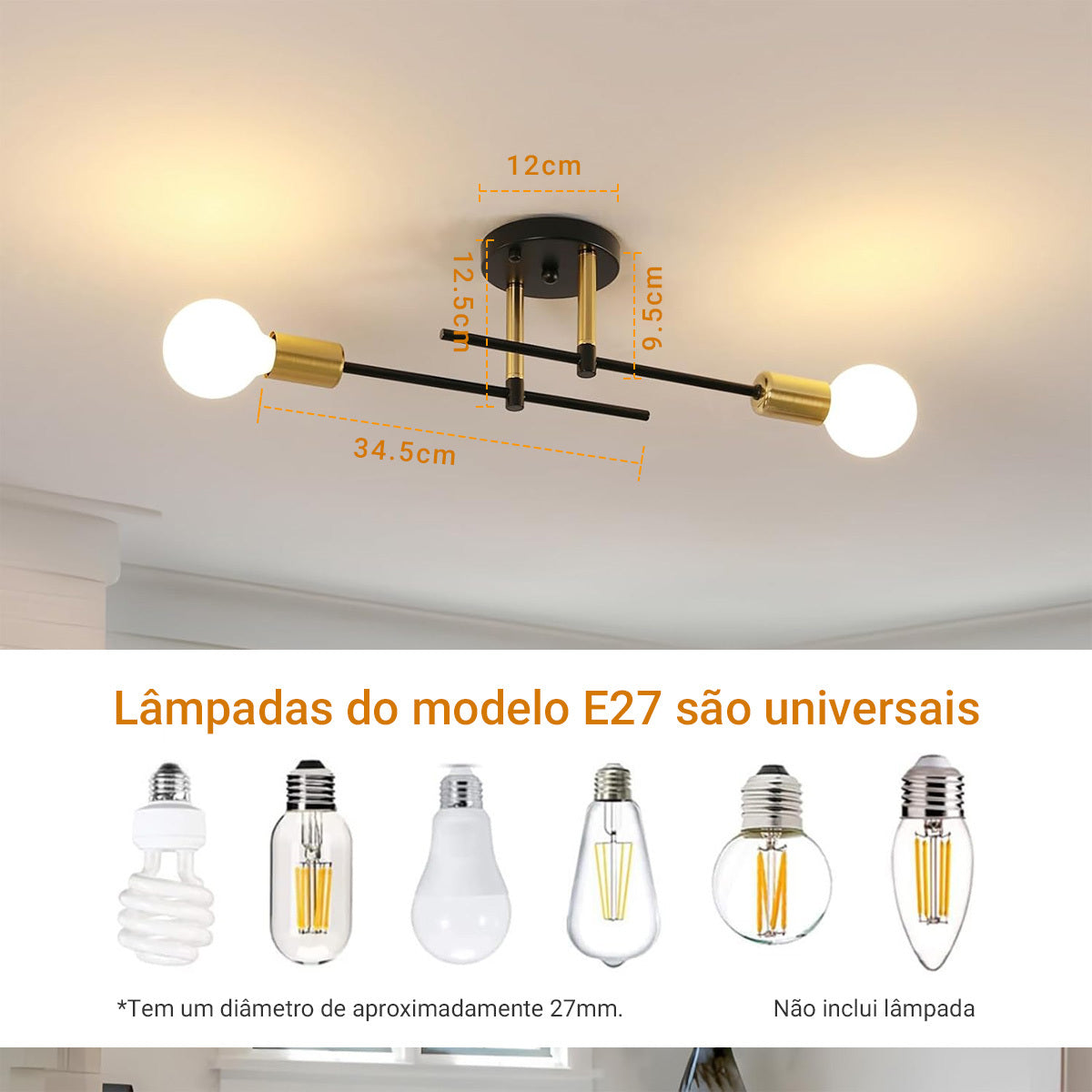 Lustre de Teto Estilo Industrial Retrô