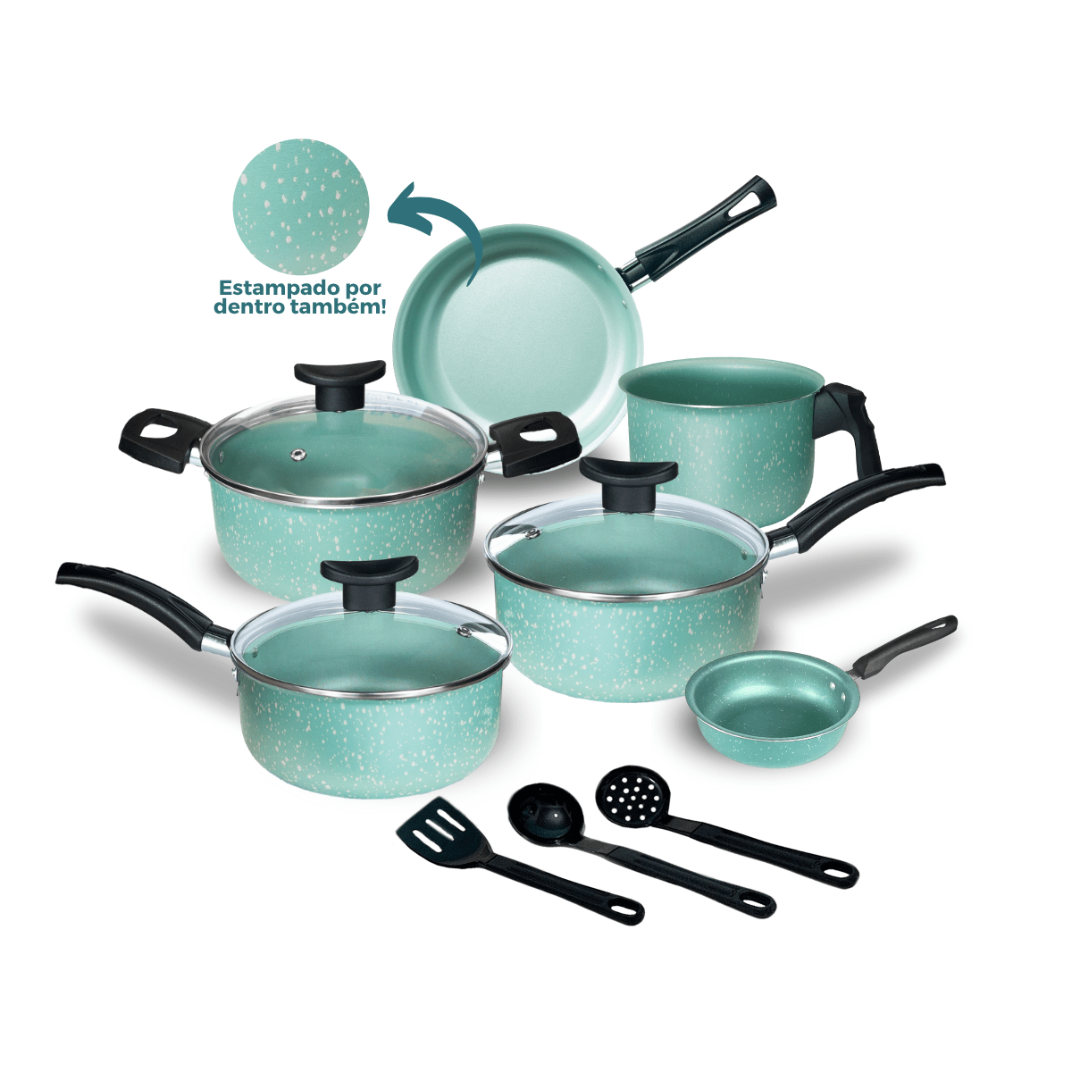 Conjunto de Panelas Antiaderentes Menta