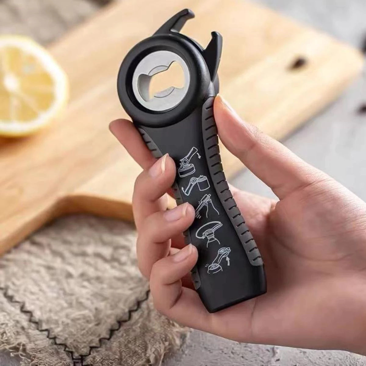 Abridor de Latas e Tampas 5 em 1