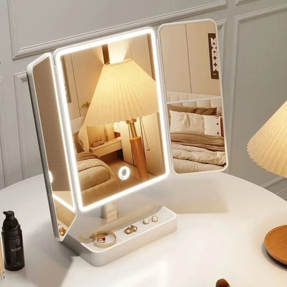 Espelho LED Portátil com Sensor de Toque para Maquiagem