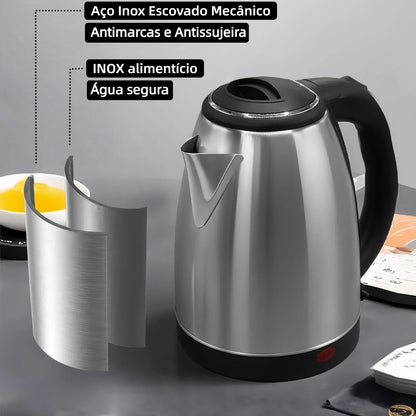 Chaleira Elétrica Inox 127V com Aquecimento Rápido