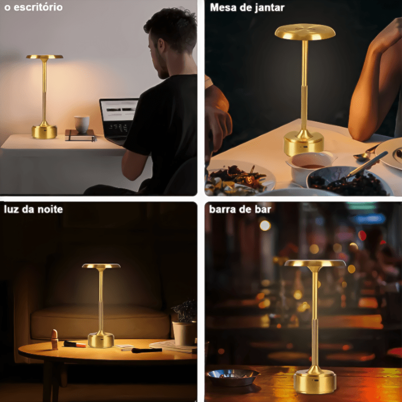 Abajur de Mesa LED Touch Recarregável para Leitura