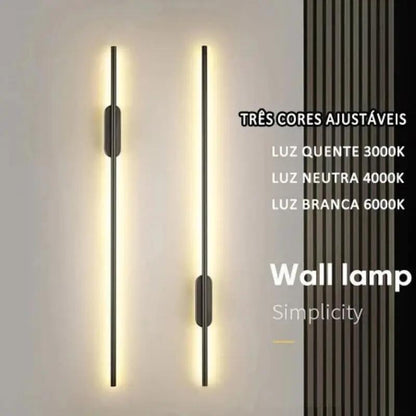 Luminária de Parede Linear LED com 3 Tons de Luz