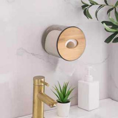 Porta-Papel Higiênico Transparente com Tampa Decorativa em Bambu