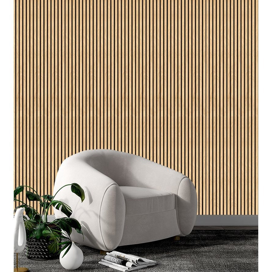 Kit com 10 Painéis Autoadesivos de Madeira Frisada