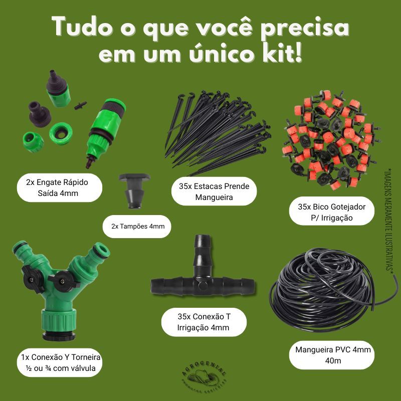 Kit Completo de Irrigação Automática para 35 Vasos com Gotejadores