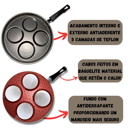 Frigideira para Ovos Antiaderente Rotoprint com 4 Cavidades