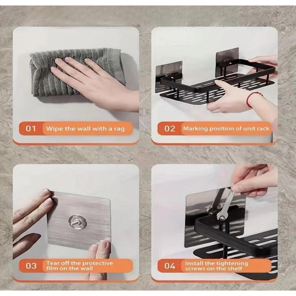 Kit com 2 Porta-Shampoos Premium sem Furação para Banheiro