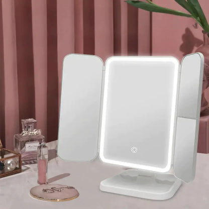 Espelho LED Portátil com Sensor de Toque para Maquiagem