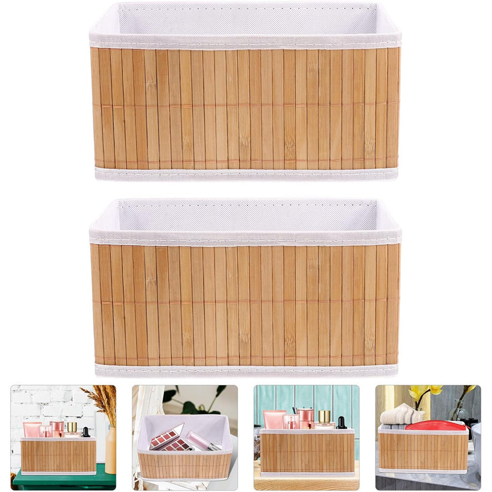 Conjunto com 3 Cestos Organizadores de Bambu com Forro
