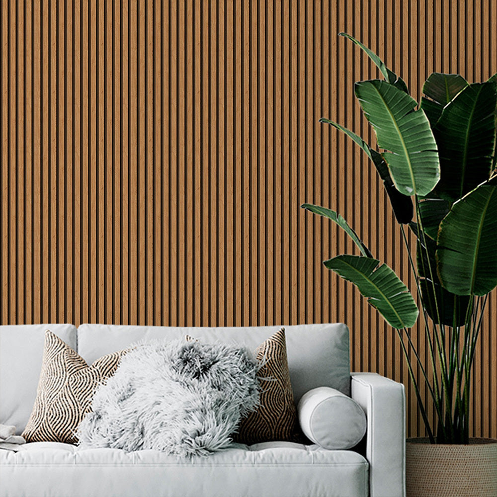 Kit com 10 Painéis Autoadesivos de Madeira Frisada