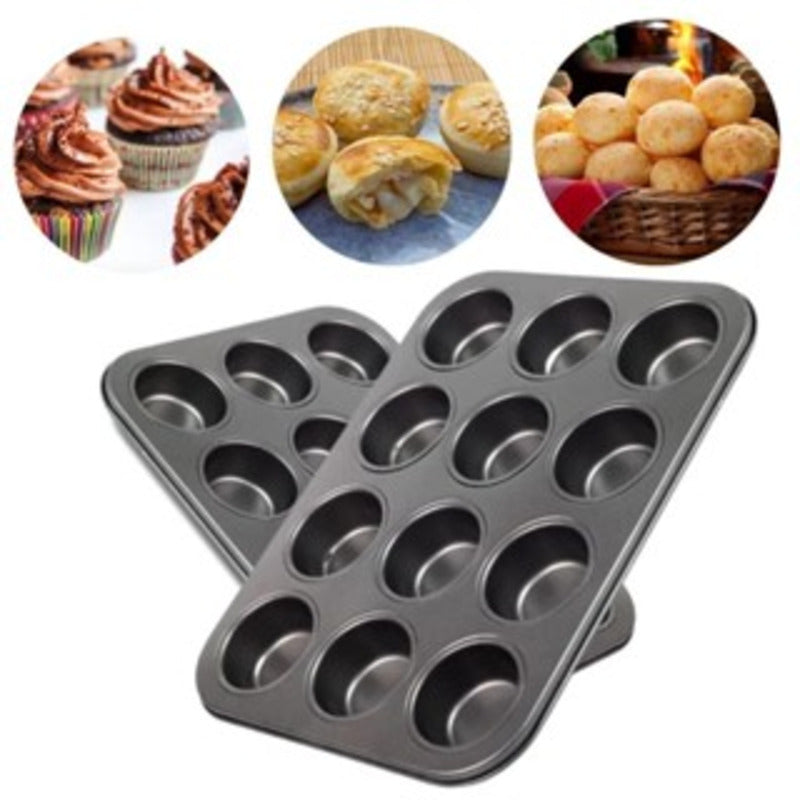 Kit com 2 Formas Antiaderentes para Cupcake, Muffin e Pudim