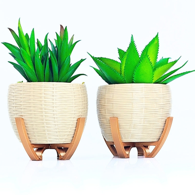 Kit de Cachepots Decorativos em Cesto com Base