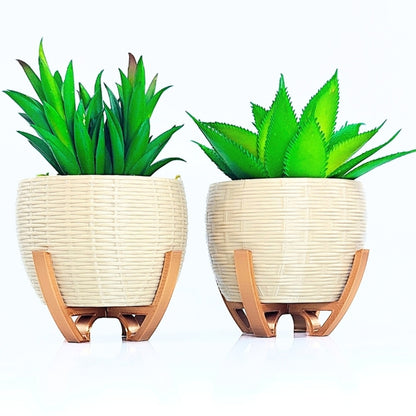 Kit de Cachepots Decorativos em Cesto com Base