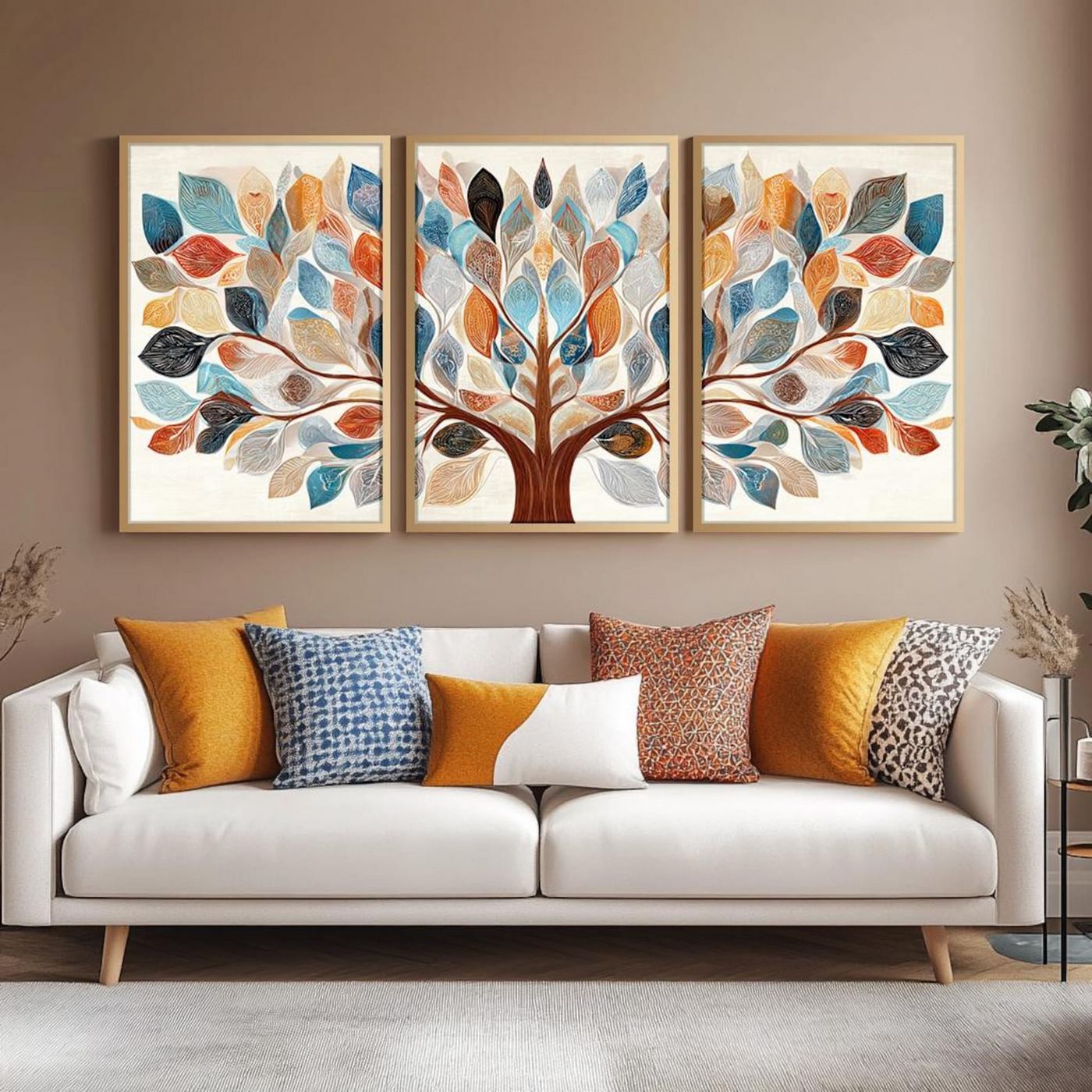 Tríptico Decorativo de Paisagem Retrô