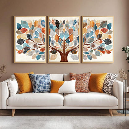 Tríptico Decorativo de Paisagem Retrô