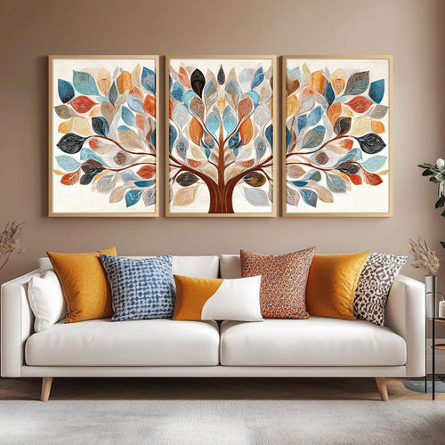 Tríptico Decorativo de Paisagem Retrô