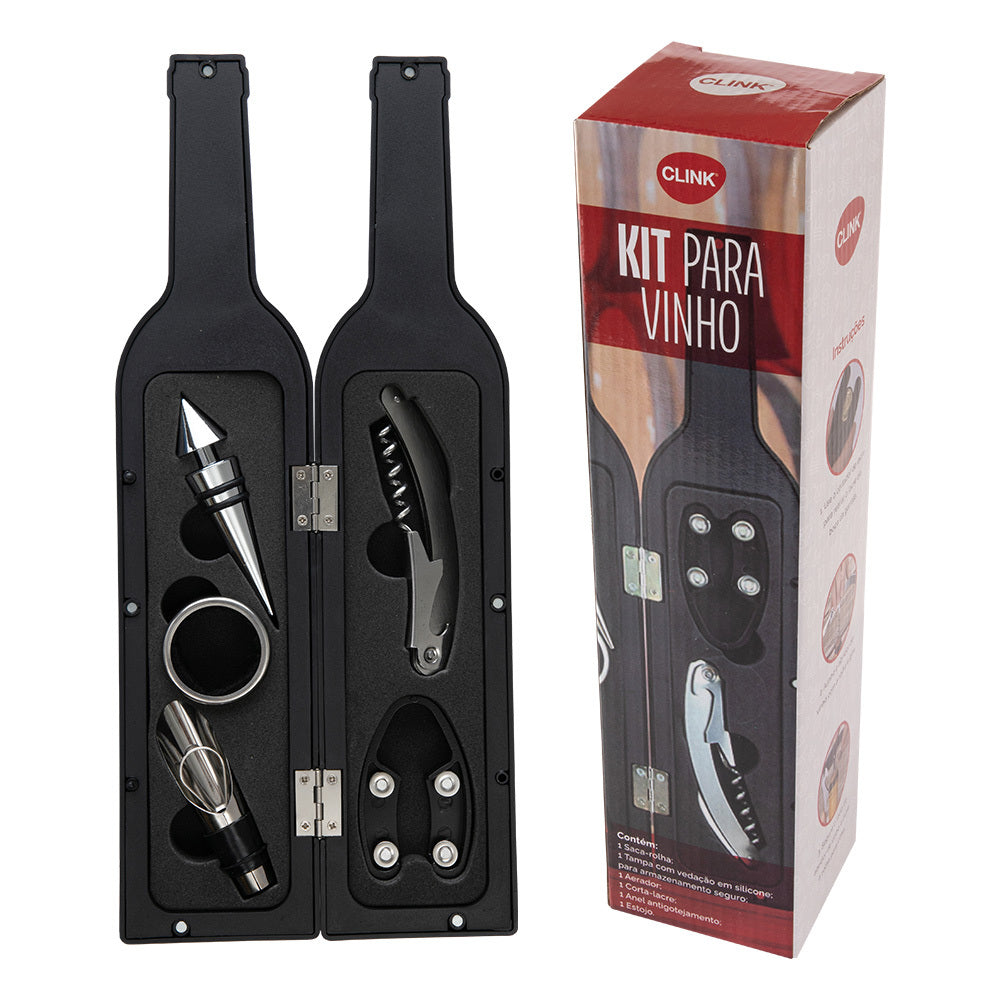 Kit de Acessórios para Vinho com Estojo Decorativo