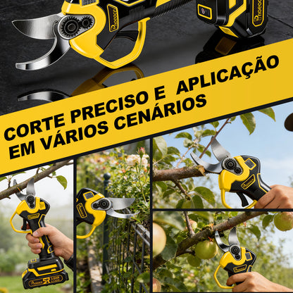 Tesoura de Poda Elétrica Profissional com Display LCD e Trava de Segurança