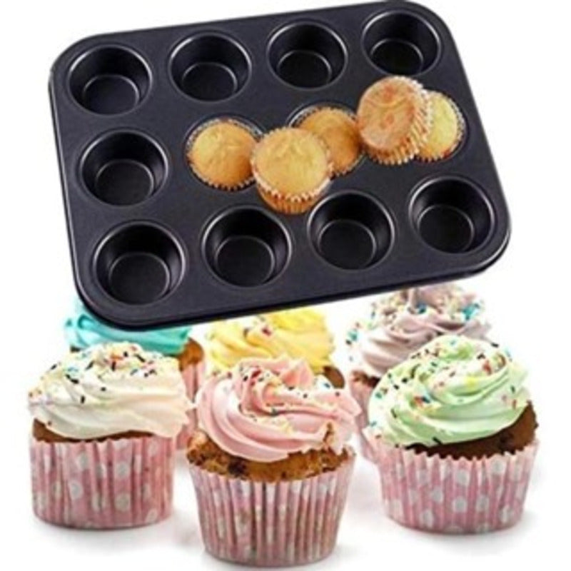 Kit com 2 Formas Antiaderentes para Cupcake, Muffin e Pudim