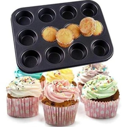 Kit com 2 Formas Antiaderentes para Cupcake, Muffin e Pudim