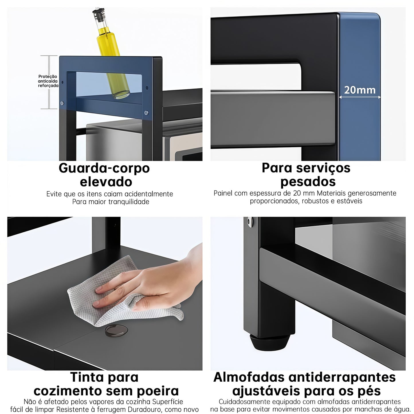 Suporte Ajustável para Micro-ondas em Aço Carbono