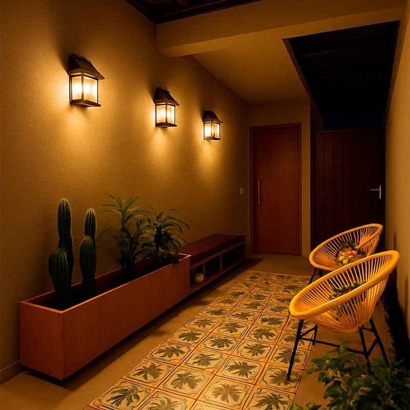 Kit com 6 Arandelas Solares Retrô Pendente para Parede